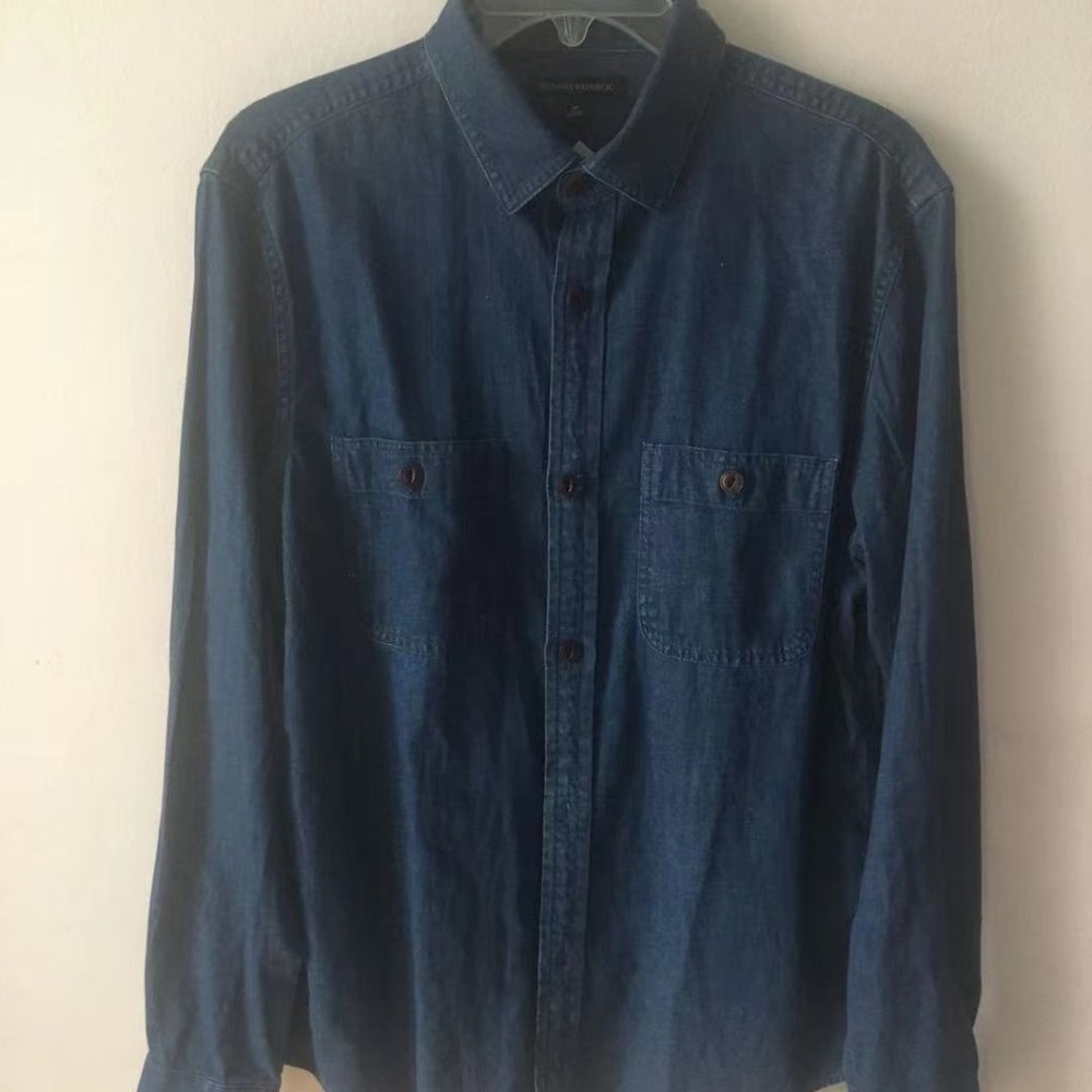 banana republic Slim Cotton-Hemp Denim Shirt Jacke